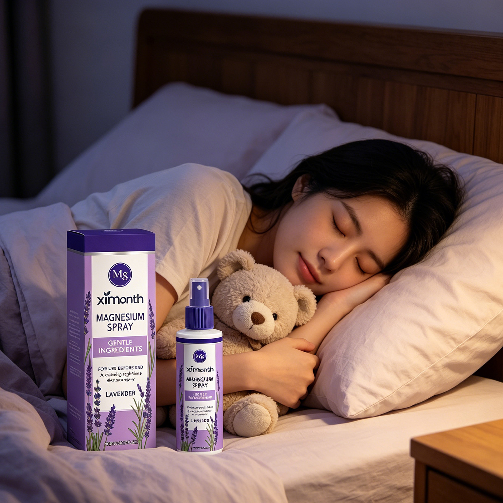 Lavender Pillow Spray - Ximonth Magnesium-Spray für Besseren Schlaf, Angstlinderung,