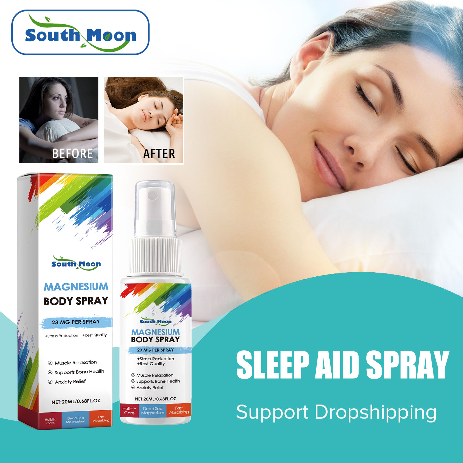Lavender Pillow Spray - South Moon Schlaflosigkeits-Behandlungsspray, Einschlafen, Linderung von