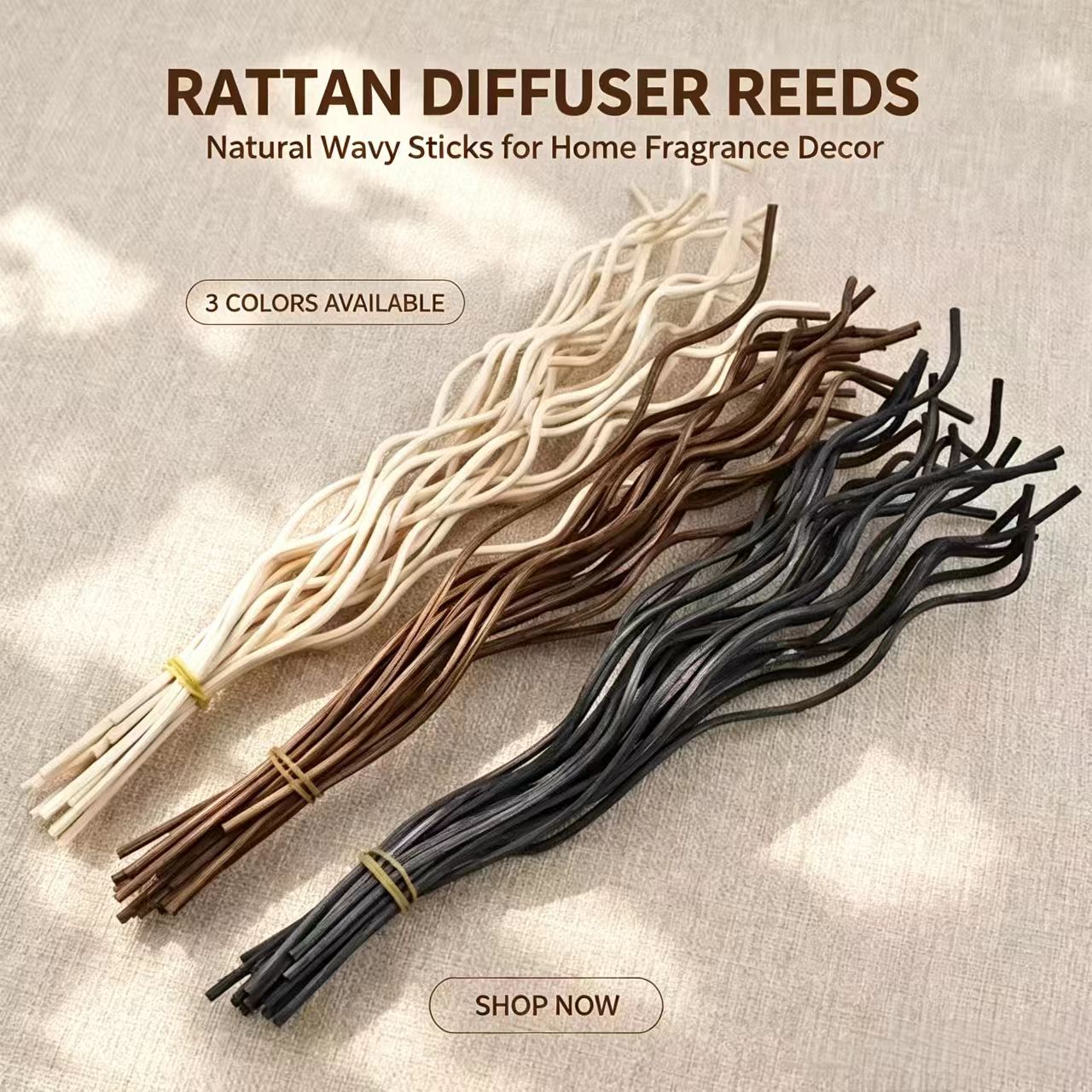 Home Fragrance Diffuser Sticks - 20 Stück Lange Wellenförmige Rattan-Duftstäbchen, Duftspender-Ersatz,