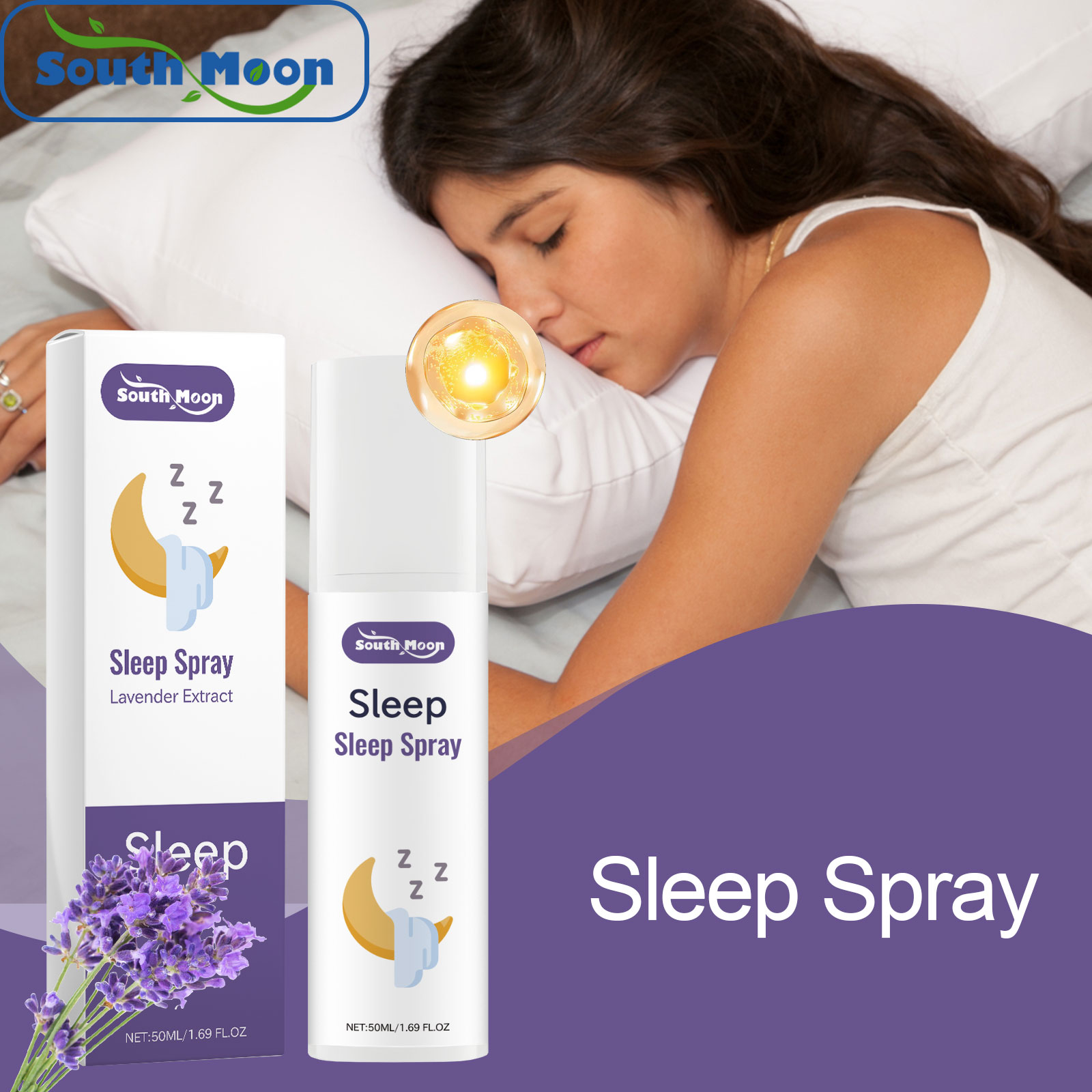 Lavender Pillow Spray - Lavendel-Schlafspray, Einschlafen, Entspannung, Linderung von Müdigkeit,